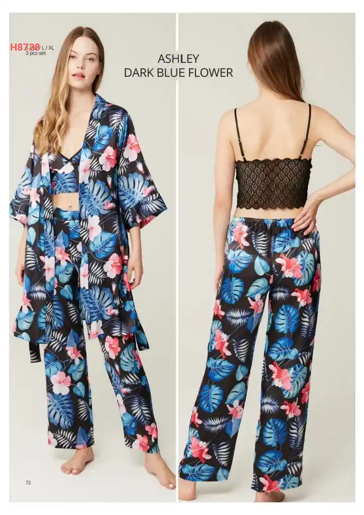 بيجامة نوم طويلة ثلاث قطع