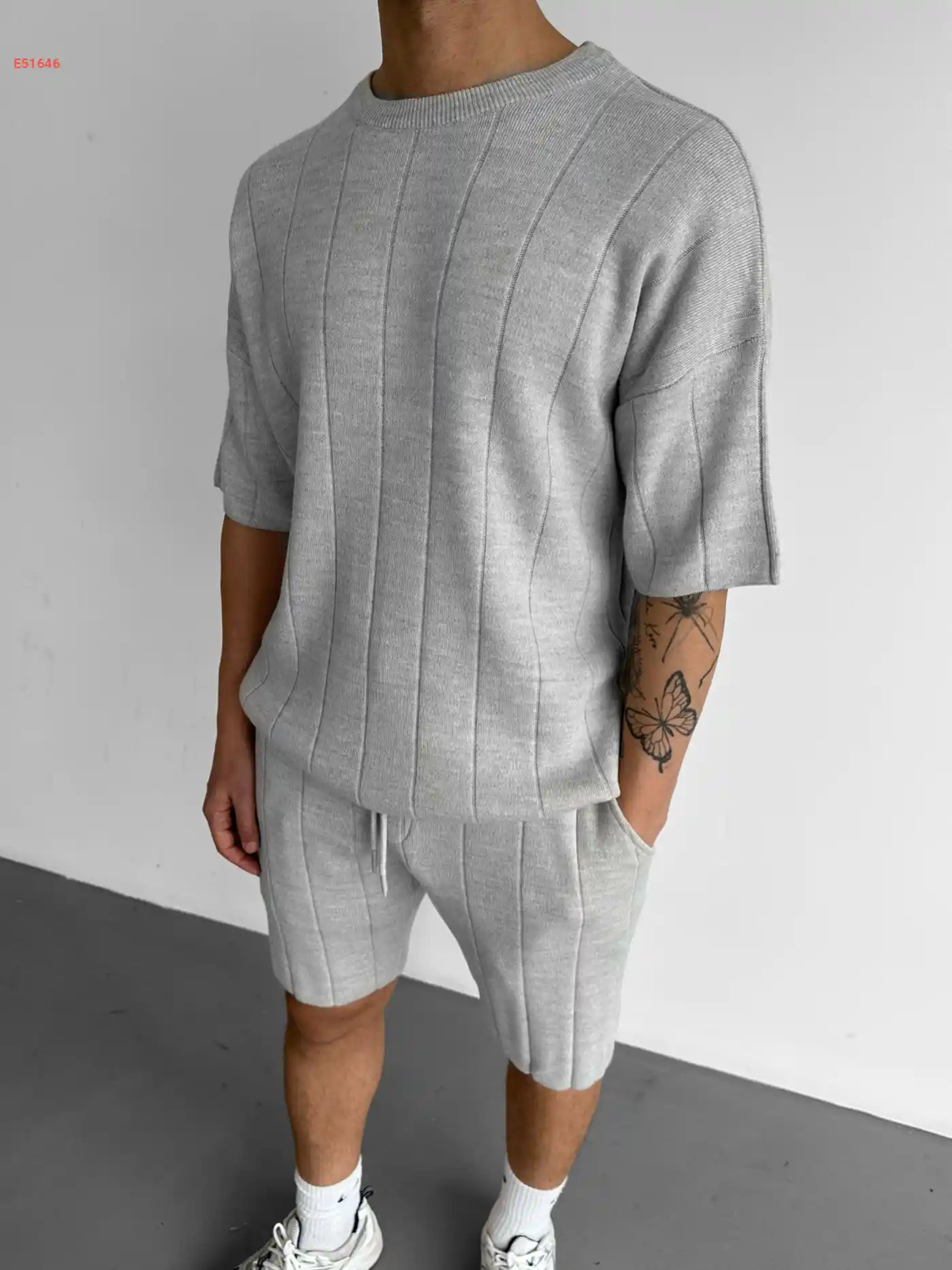 طقم شورت رجالي تريكو