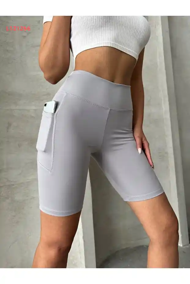 شورت ليجاندا النسائي عالي الخصر مع جيوب للتنسيق الرياضي