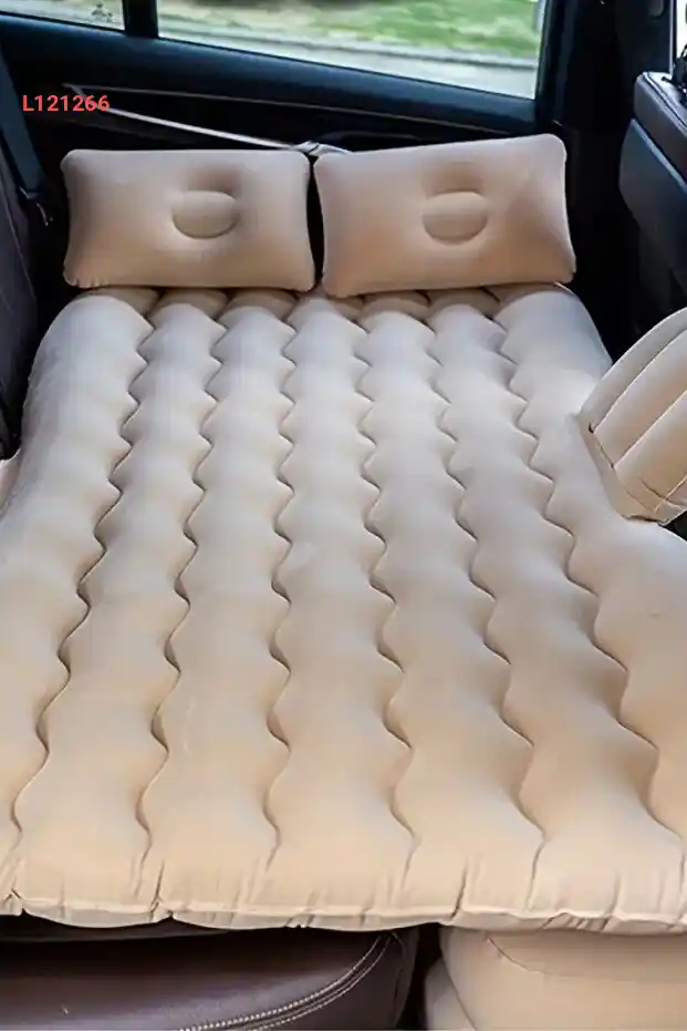 إطار سرير هوائي قابلة للنفخ للسيارات - 130x80x40 سم - لون كريمي