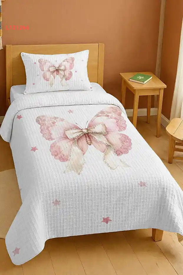 طقم بيكي مفرد مزين بنقوش الفراشات وبأقواس نجمية من القطن 100%