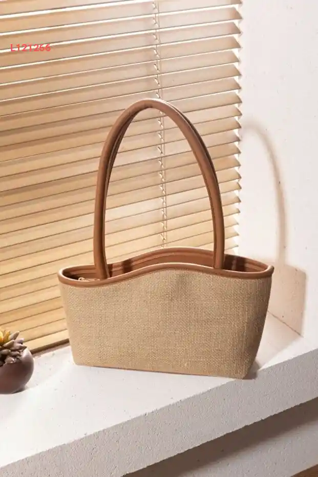 HEPSHOP Kadın Hasır El Omuz Çantası Yazlık Çanta Kaliteli Işçilik Plaj Çantası Fermuarlı Astarlı