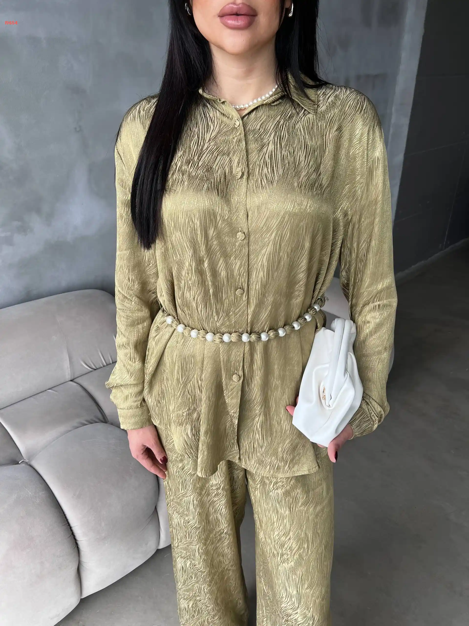 طقم بنطال جاكار مع قميص