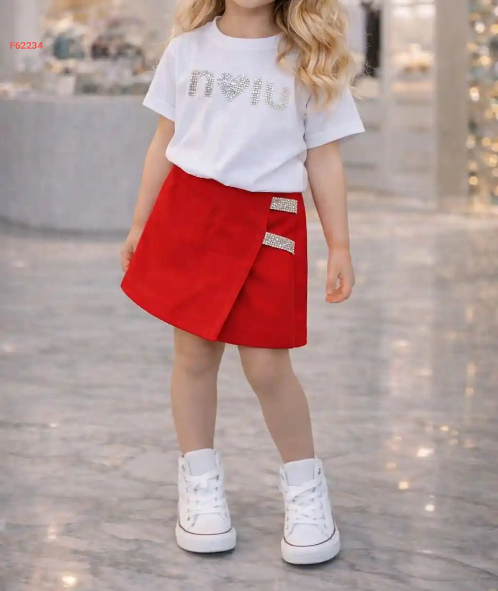 طقم تنورة بناتي صيفي