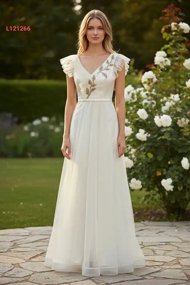 فستان سهرة أبيض طويل للنساء من مودايغيت