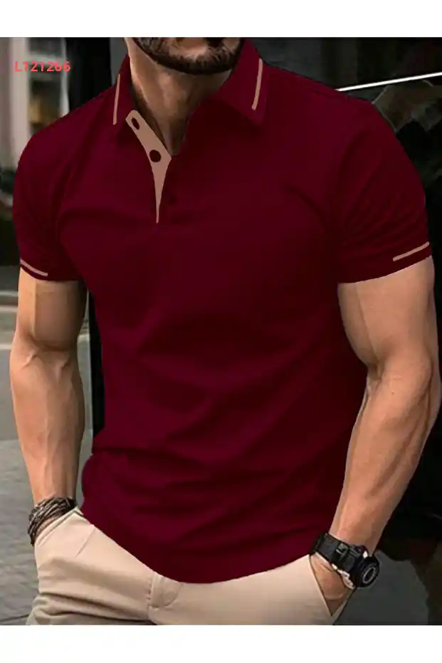 تي شيرت بولو قميص قطن مريح بأزرار للرجال من C&C OKULCUNUZ