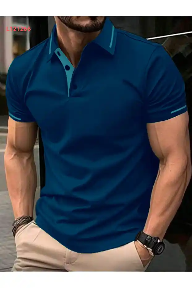 تيشيرت بولو قطن عادي بأزرار للرجال - C&C OKULCUNUZ