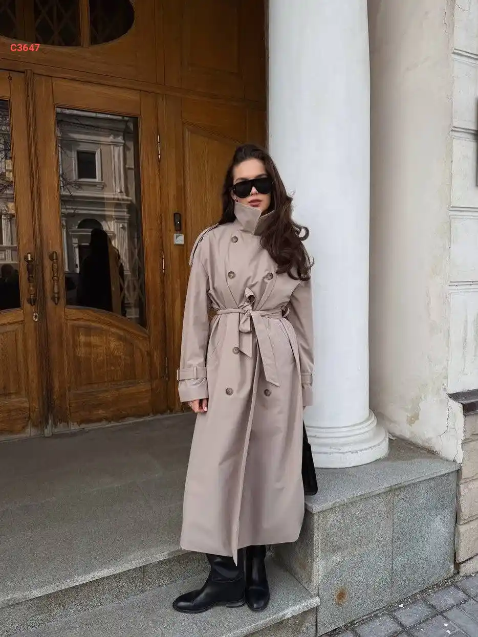 ترانشكوت بياقة عالية وزنار