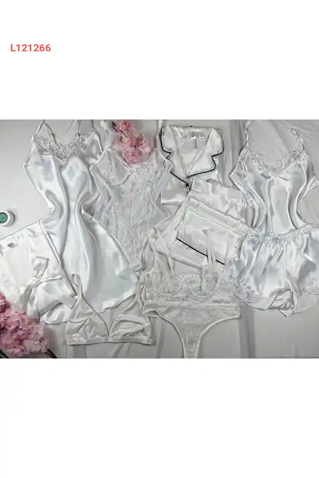 طقم شراشف حرير فاخر 13 قطعة مع صندوق - سليب وروب داخلي مثالي لليلة مميزة