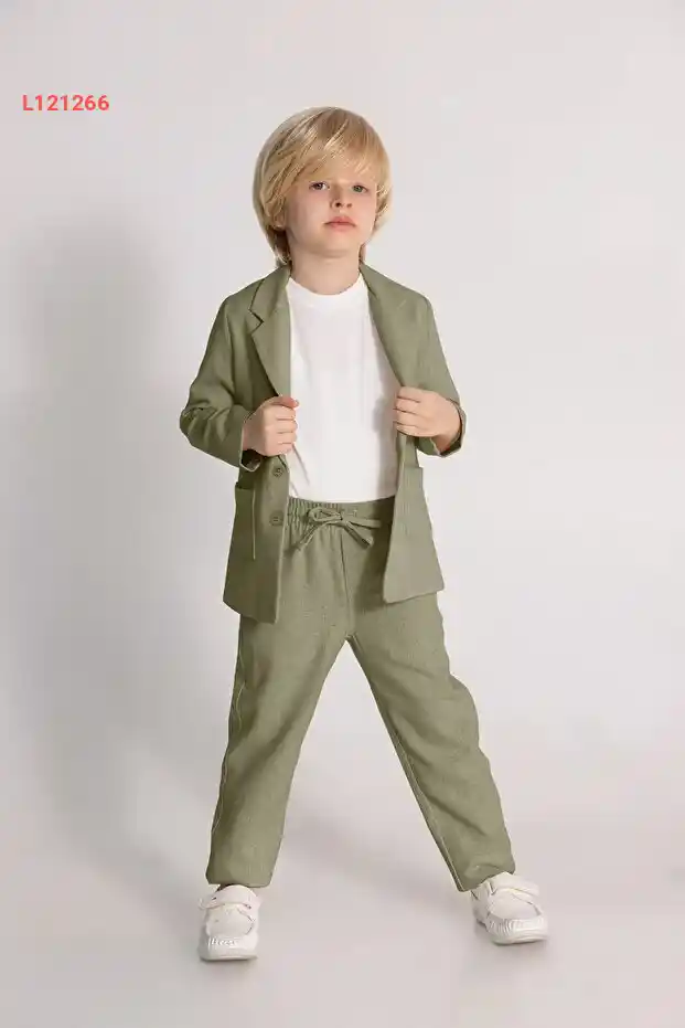 طقم د.م.ب المميز للأطفال من الأولاد والبنات - 3 قطع من قماش الكتان