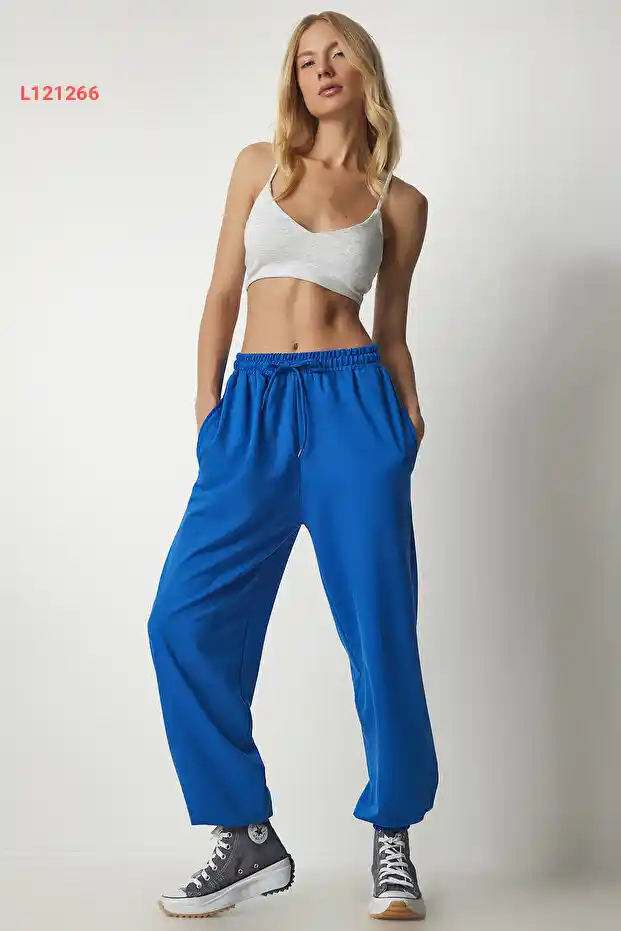 سروال جوجينغ نسائي فضفاض بلون أزرق من هابنس إسطنبول AP00158