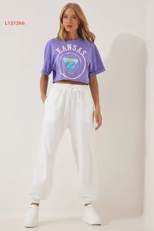 سروال جوجينغ نسائي أبيض من هابينياس إسطنبول AP00158