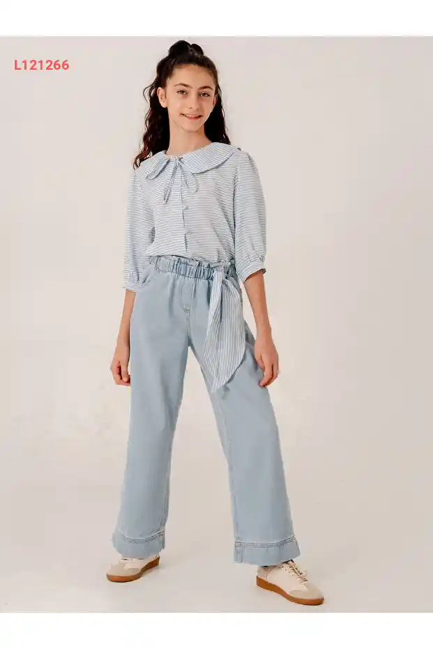 بنطلون جينز واسع للبنات من جييجم تكستيل