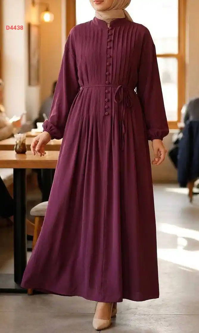 فستان طويل مودال بأزرار نصفية