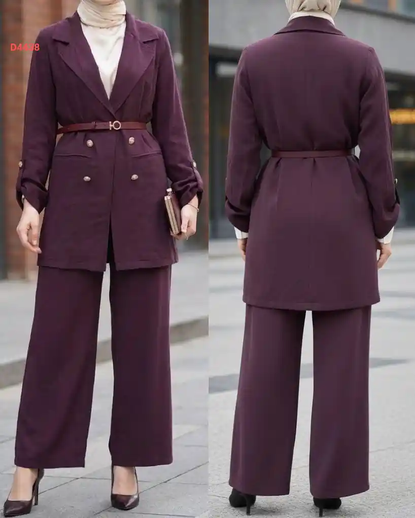 طقم بنطال وجاكيت مع حزام