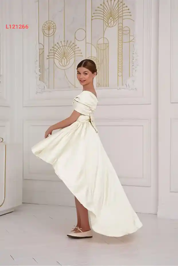 فستان حفلات للأطفال بتفاصيل فيونكة - مثالي للتخرج، الزفاف، والمناسبات الخاصة