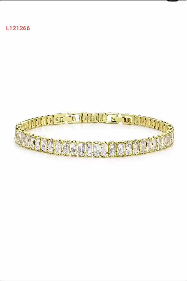 بلاطين 5 مم براك ناعم بذهب 14 قيراط مع أحجار باغيت - سوار مقاوم للصدأ للنساء بطول 16+2 سم