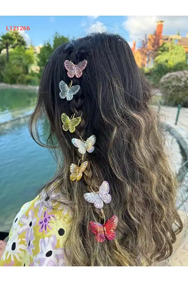 أقراط شعر فراشة كيلبك 7 قطع مزينة بجنجران