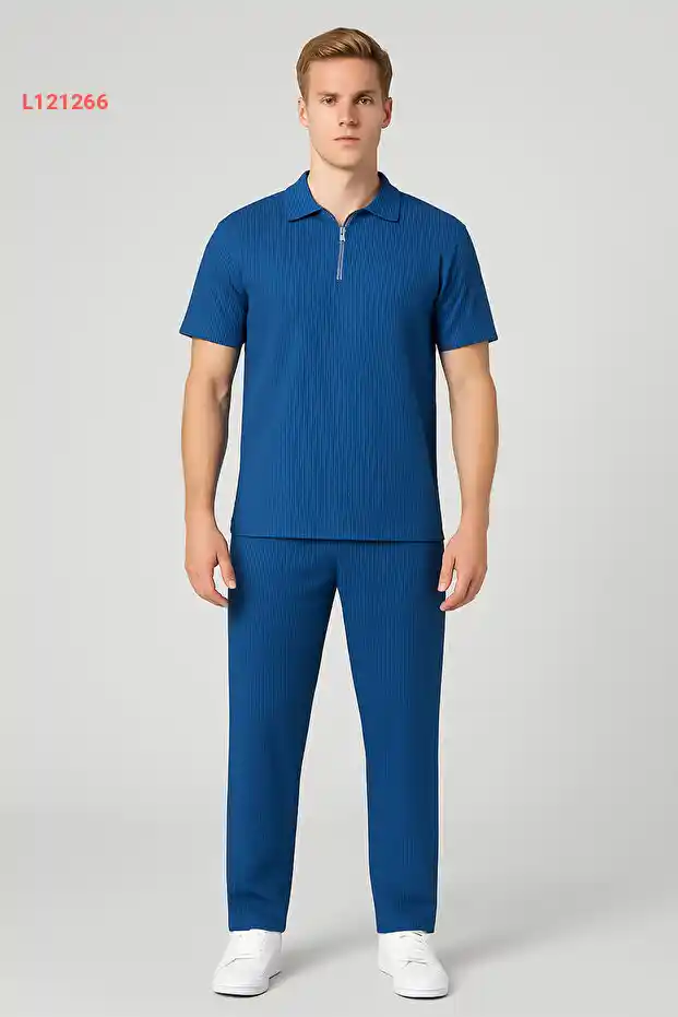 طقم رياضي بترولي أزرق نصف سحاب للرجال من التاميرا