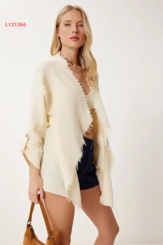 جاكيت موسلين موسمي بكُمين متدليين للنساء من هابنس إسطنبول