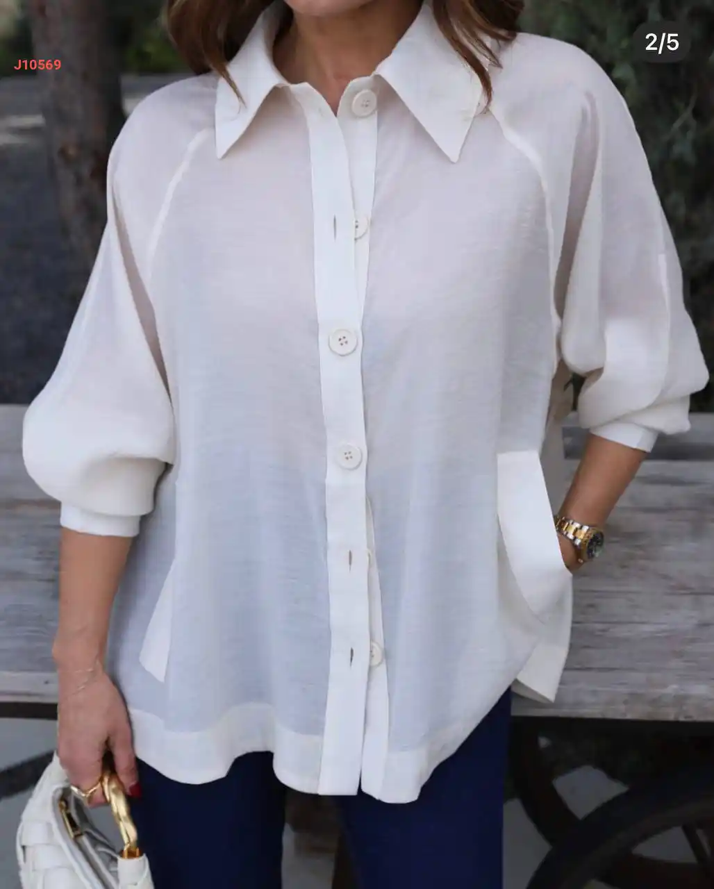 قميص صيفي بجيوب وأزرار عالخصر