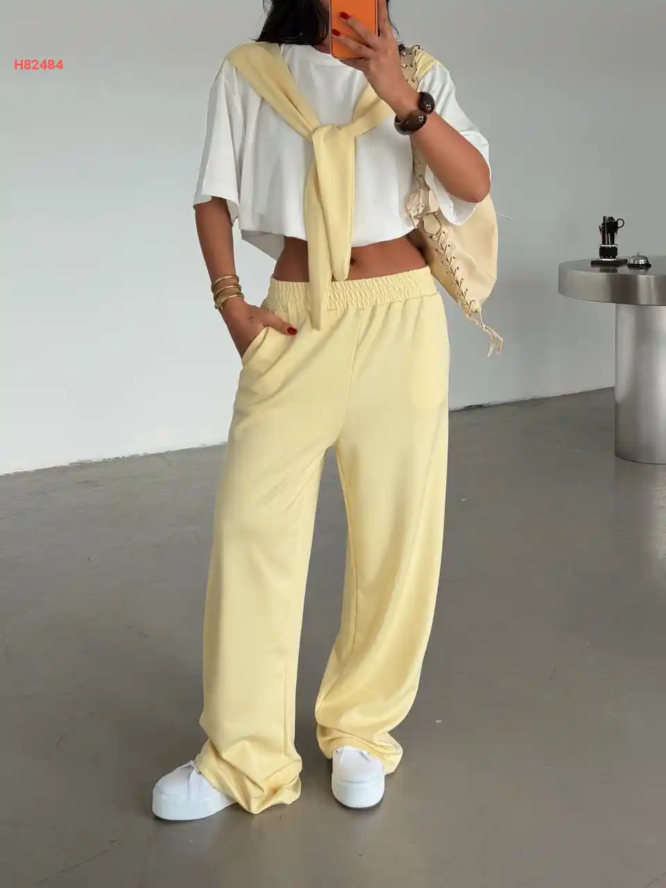 طقم بنطال سبور صيفي مع فولار