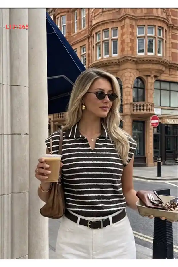تيشيرت بوني بخطوط كاجوال بياقة بولوقا BW002