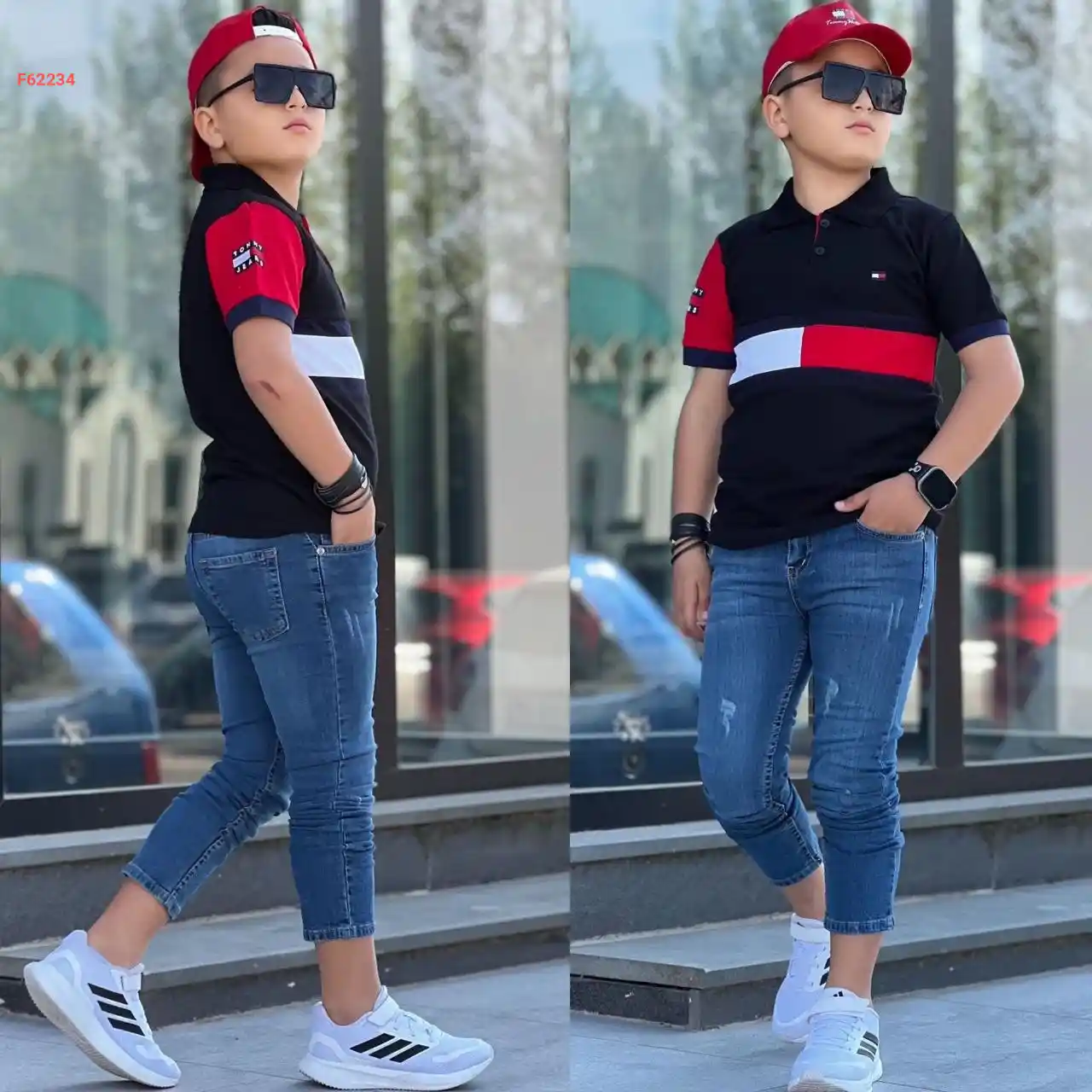 طقم صبياني ماركة جينز وتيشرت