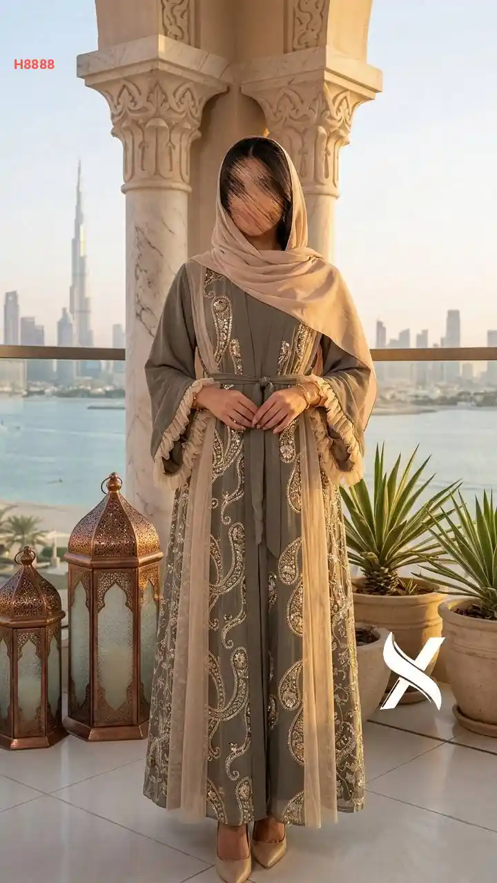 طقم فستان وعباية تطريز
