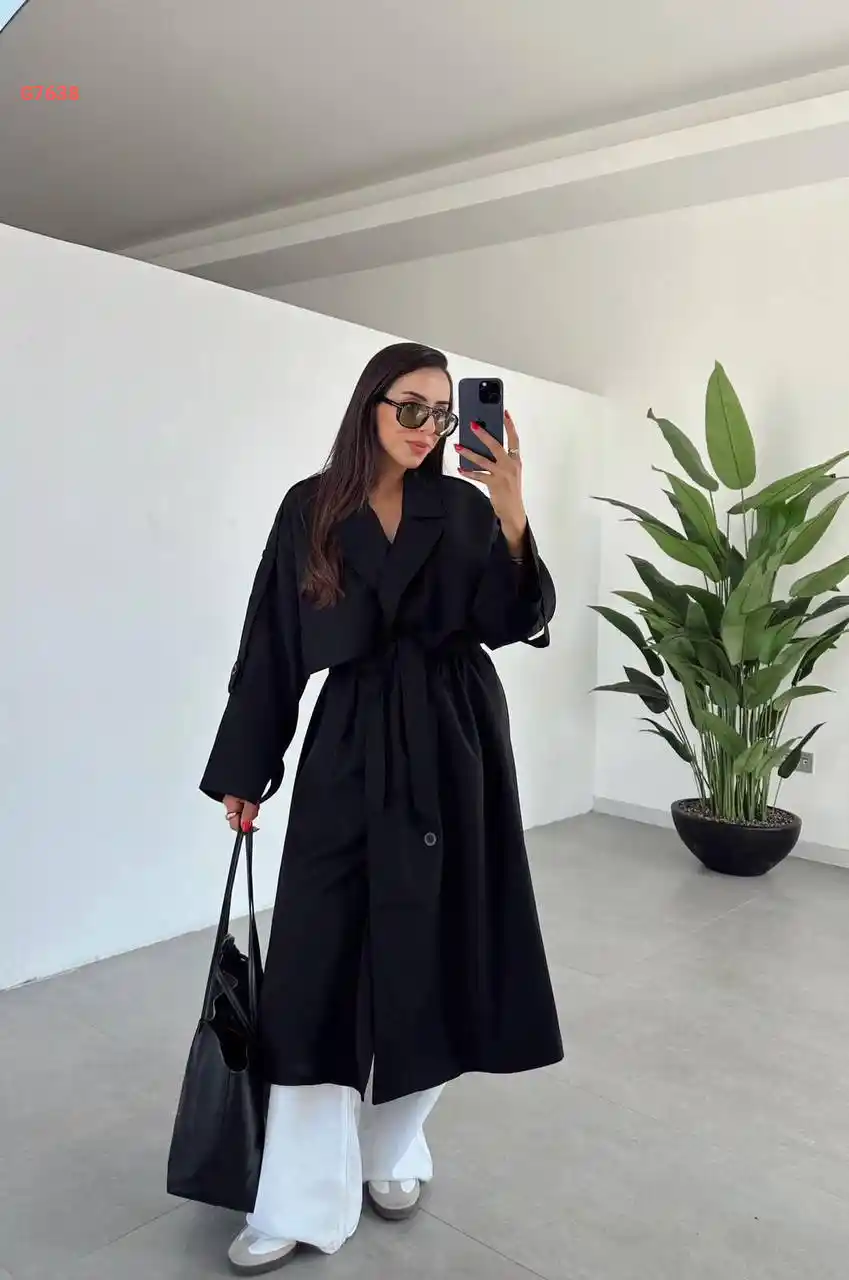 ترانشكوت طويل مع زنار