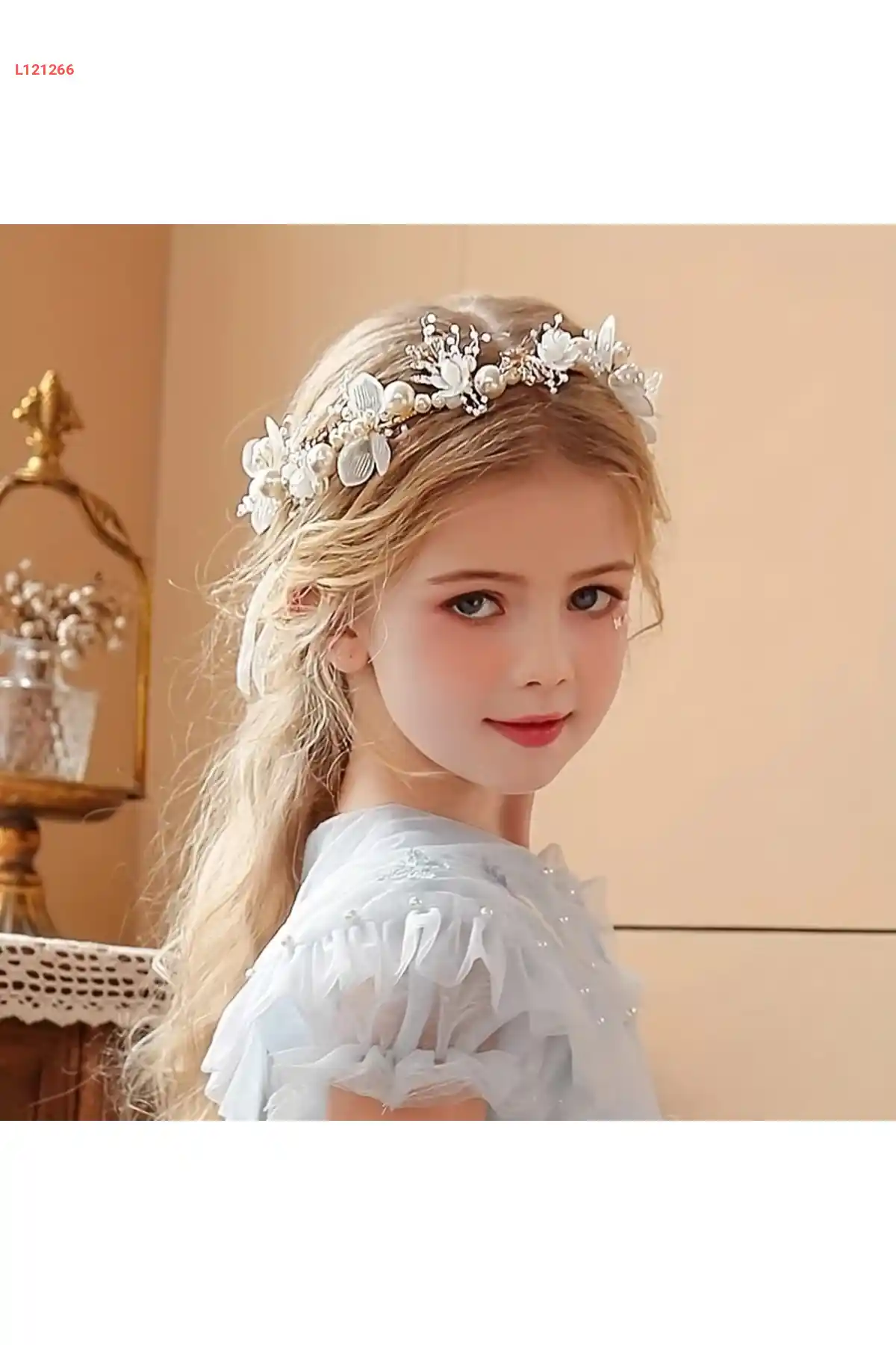 تاج أنيق مزين باللؤلؤ والزهور لمناسبات عيد الميلاد، الحفلات، الحناء، والزفاف