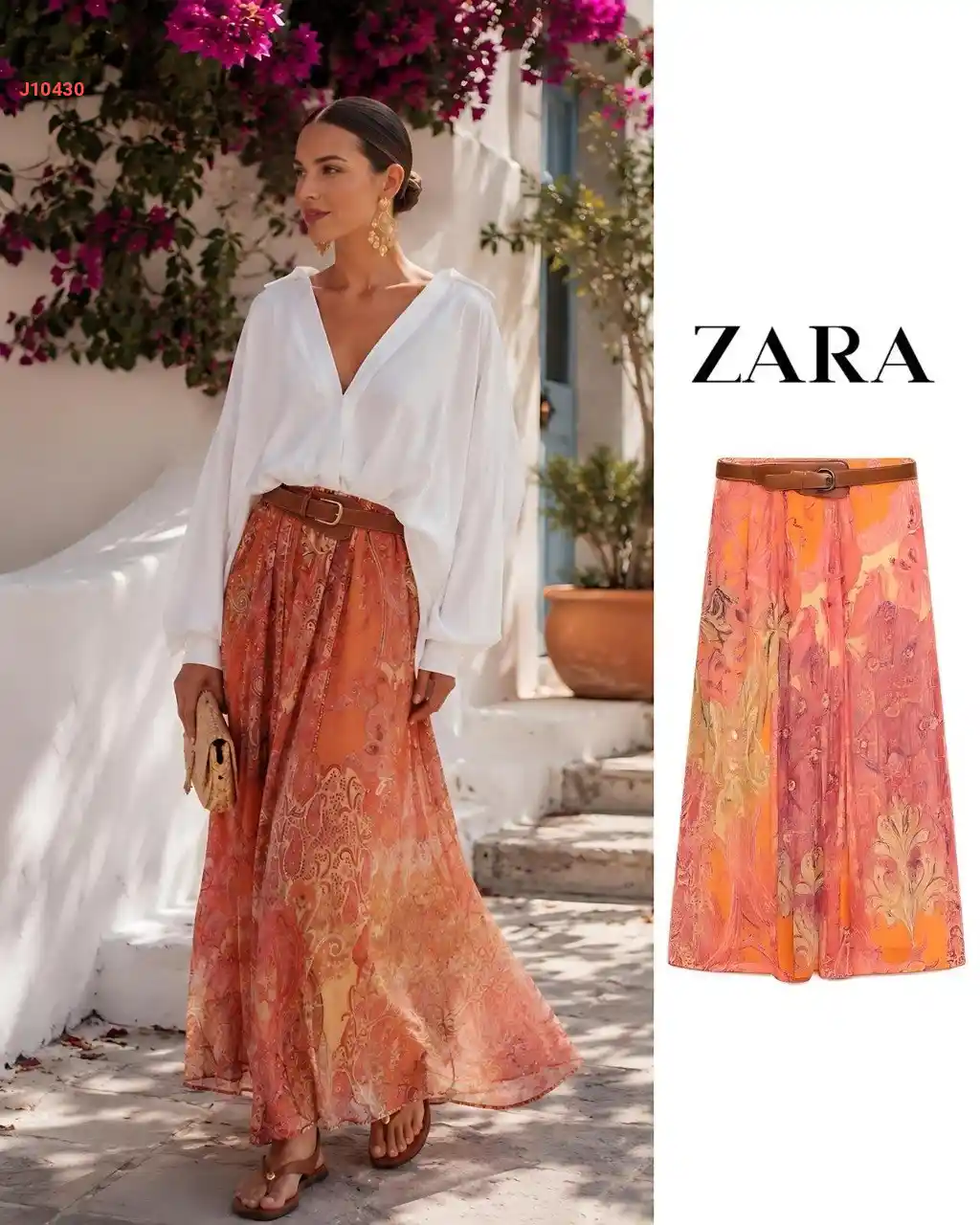 تنورة طويلة زارا منقوشة