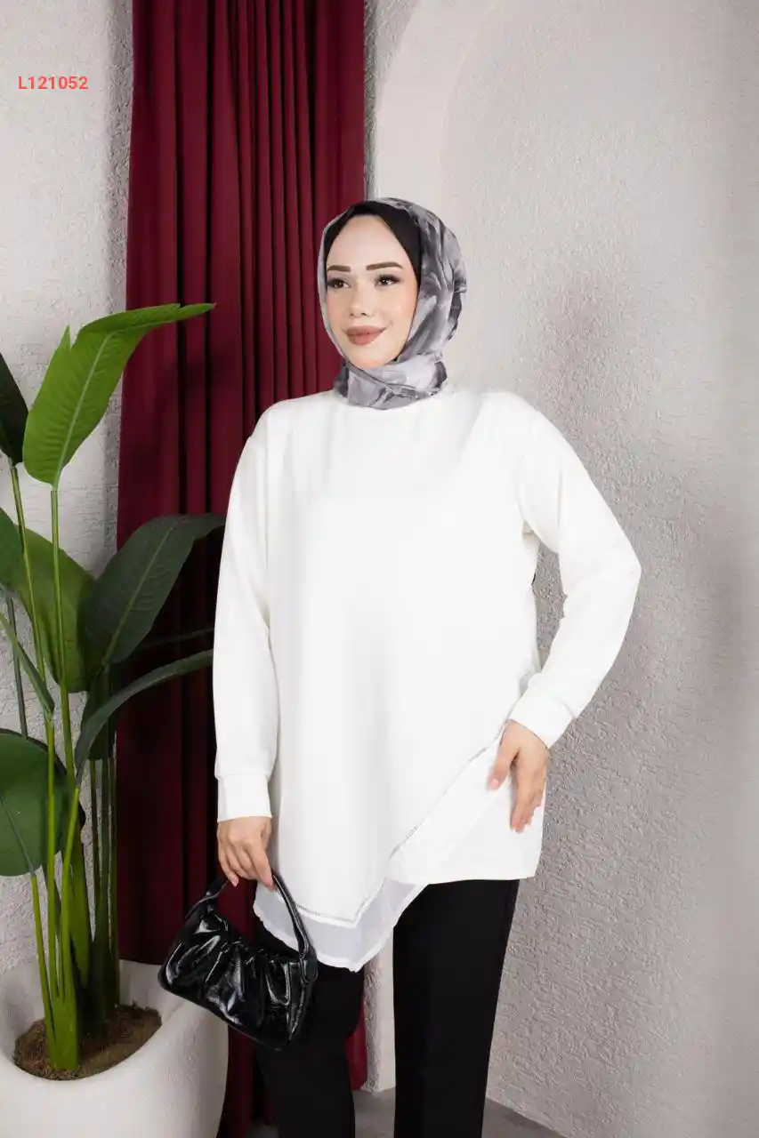 تونيك سادة بتفاصيل شيفون