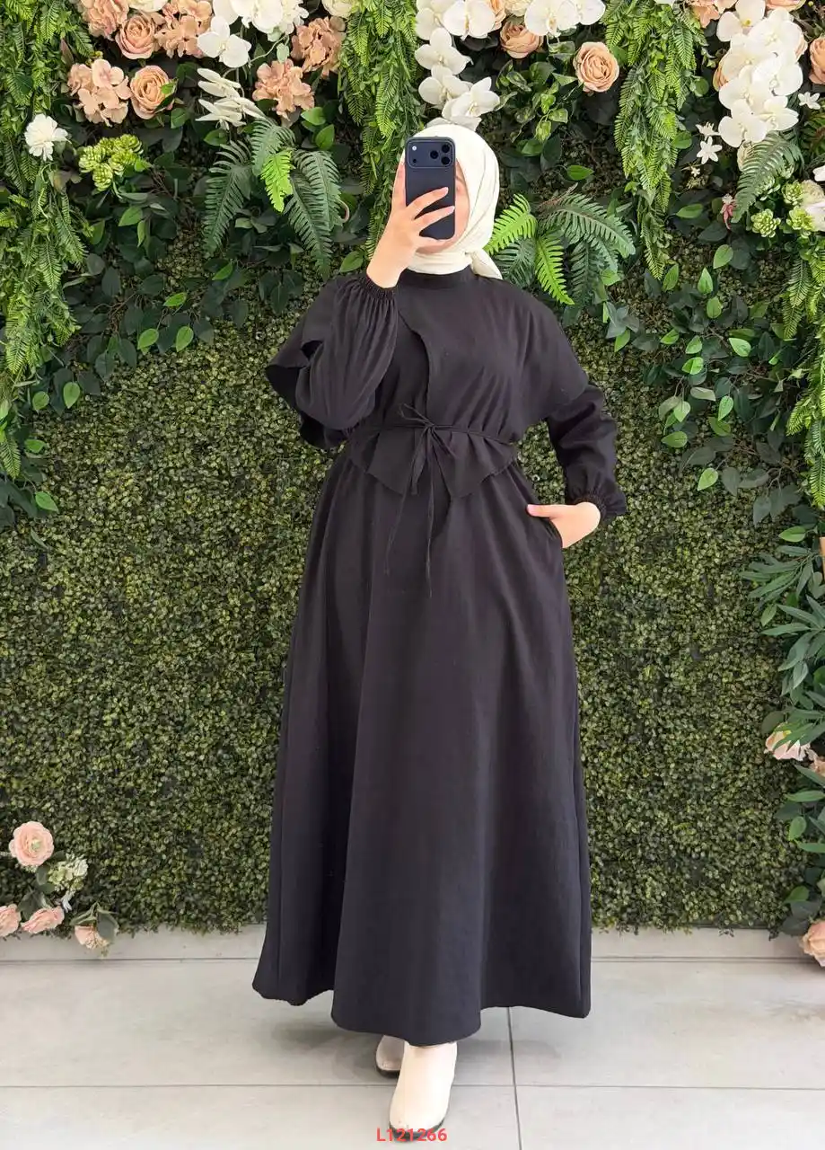 فستان طويل مودال مع زنار